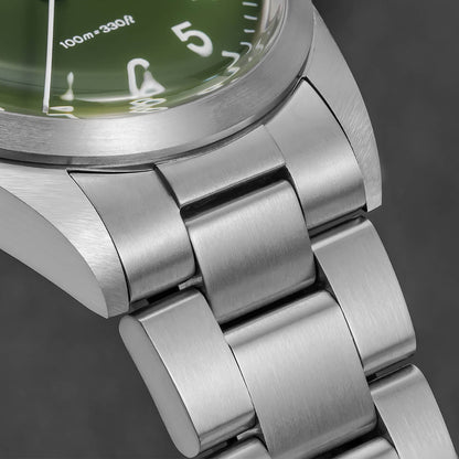 AD2502 – Reloj Militar Addiesdive con Brazalete de Titanio, 36mm, Cristal Abombado, Esfera Negra/Verde