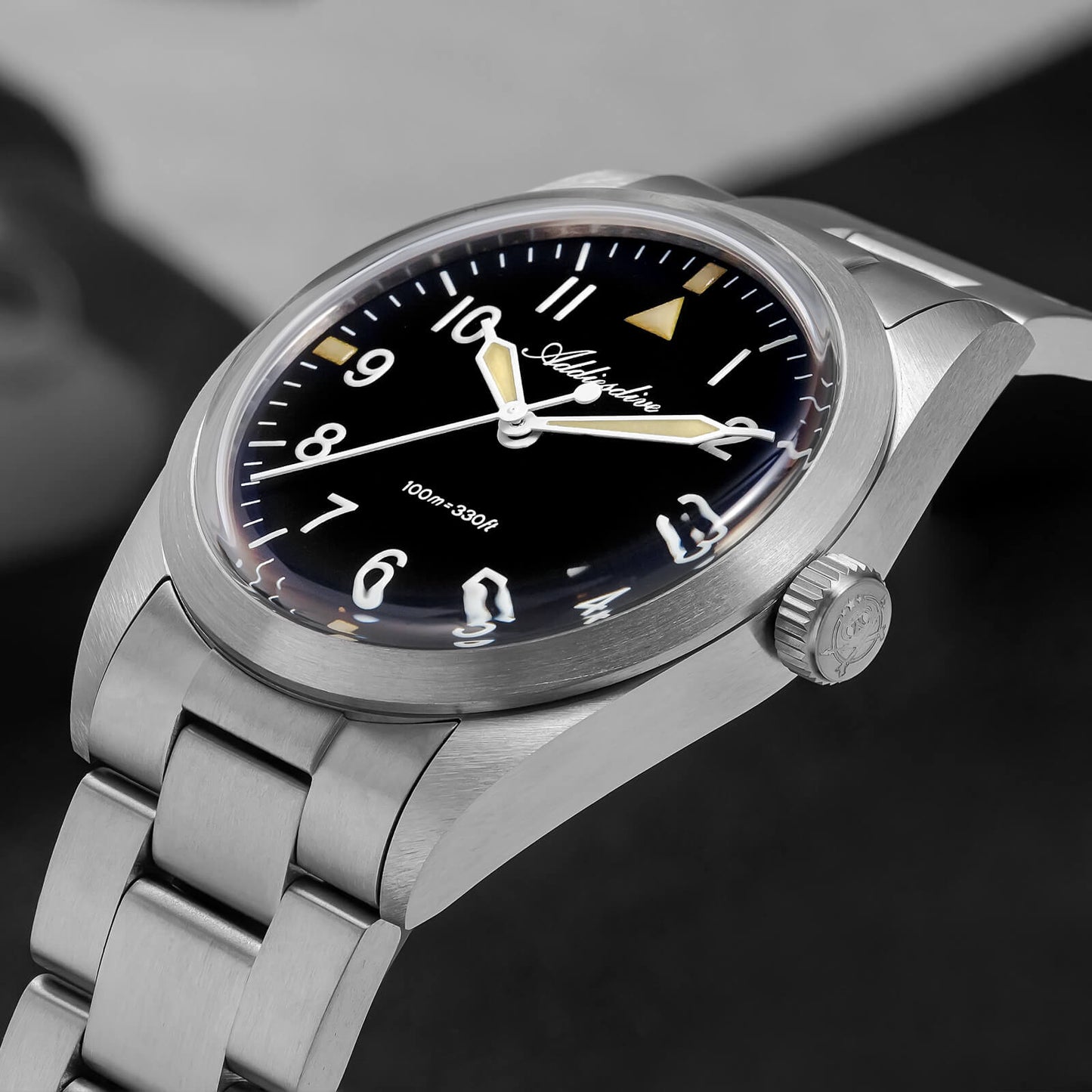 AD2502 – Reloj Militar Addiesdive con Brazalete de Titanio, 36mm, Cristal Abombado, Esfera Negra/Verde