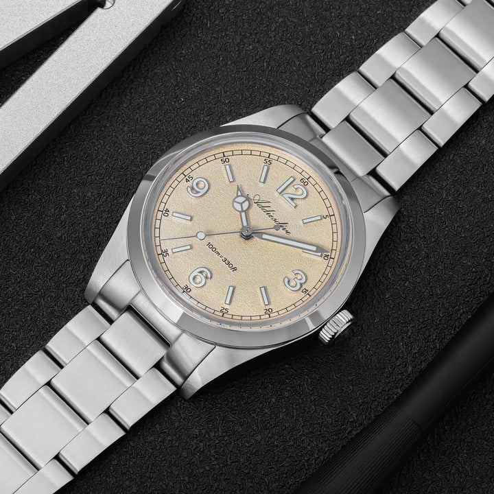 Esfera texturizada estilo arena – ADDIESDIVE AD2518 Reloj de campo VH31 de 36 mm - Addiesdiverelojes