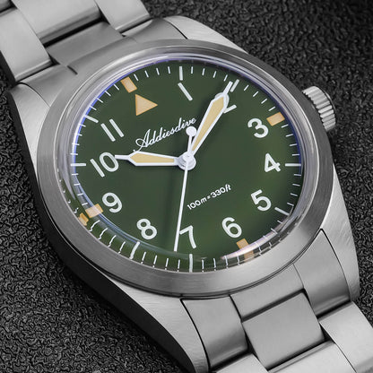 AD2502 – Reloj Militar Addiesdive con Brazalete de Titanio, 36mm, Cristal Abombado, Esfera Negra/Verde