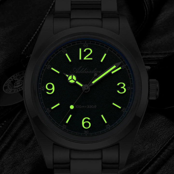 Esfera texturizada estilo arena – ADDIESDIVE AD2518 Reloj de campo VH31 de 36 mm - Addiesdiverelojes
