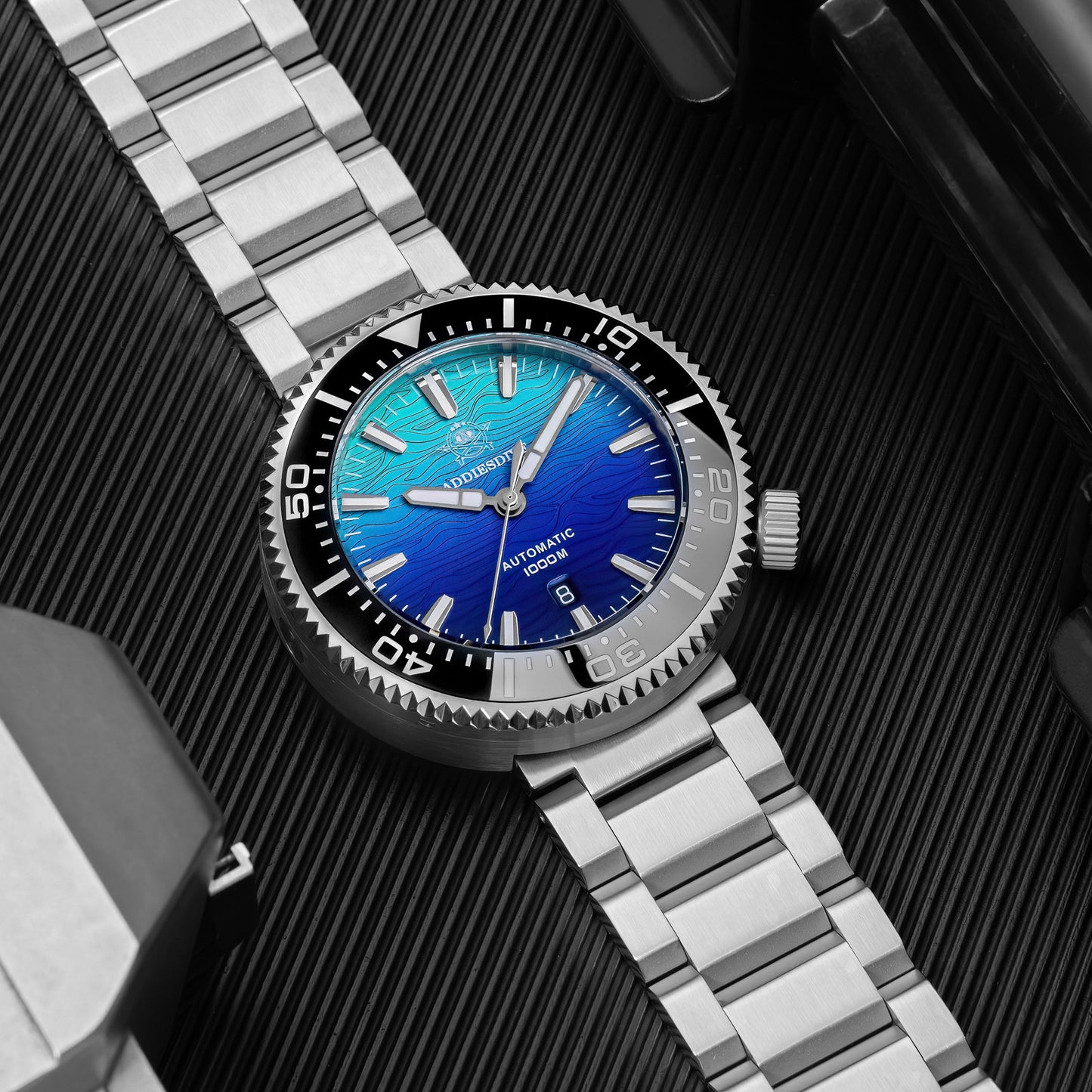 Addiesdive Reloj Buceo 46 mm AD2526 – Elegante Esfera Degradada, Automático Japonés 8215