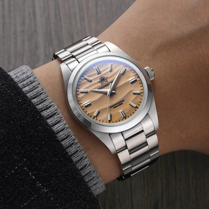 ★Especial Graduación★ADDIESDIVE 36mm Reloj de cuarzo VH31 Movimiento (AD2030)-Con logo ADDIESDIVE-Amarillo desierto-