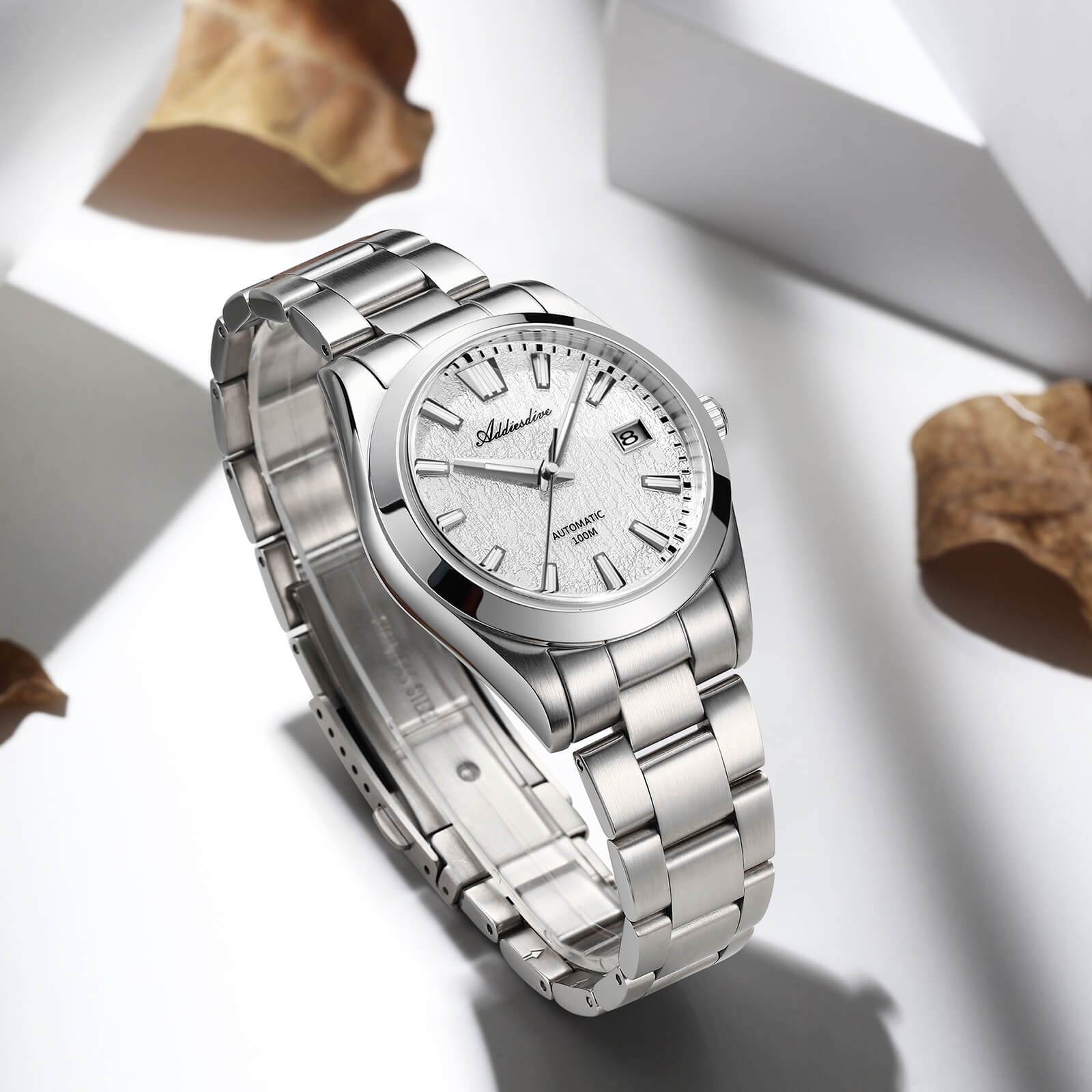 ADDIESDIVE Reloj automático NH35 con esfera con textura de corteza 3D de 39 mm AD2075-Verde-