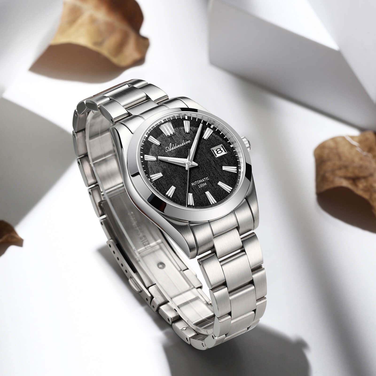 ADDIESDIVE Reloj automático NH35 con esfera con textura de corteza 3D de 39 mm AD2075-Verde-