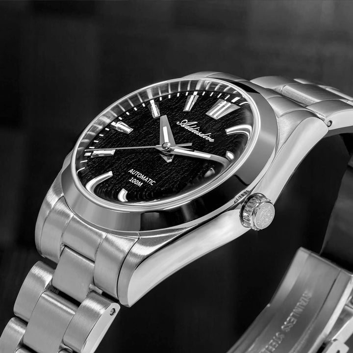 ADDIESDIVE Reloj automático NH35 con esfera con textura de corteza 3D de 39 mm AD2075-Verde-