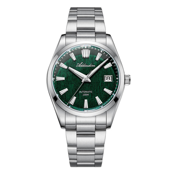 ADDIESDIVE Reloj automático NH35 con esfera con textura de corteza 3D de 39 mm AD2075-Verde-