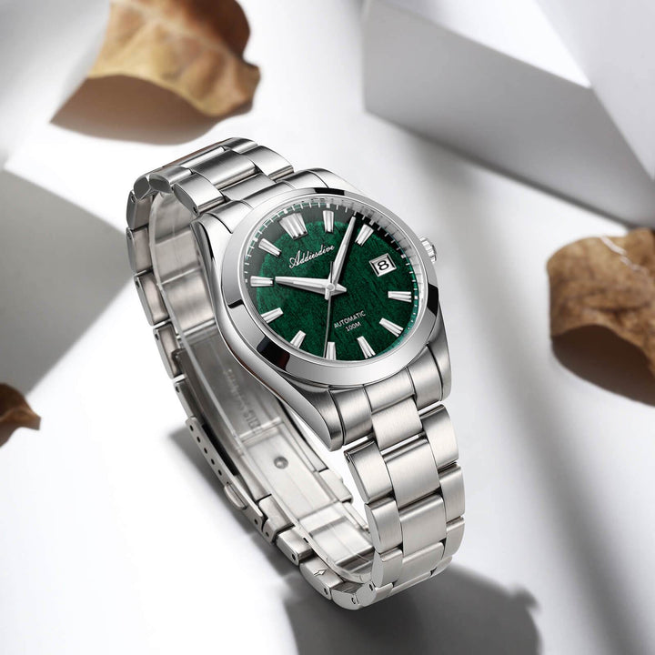 ADDIESDIVE Reloj automático NH35 con esfera con textura de corteza 3D de 39 mm AD2075-Verde-