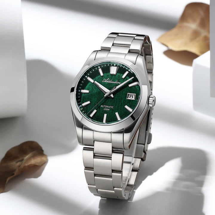 ADDIESDIVE Reloj automático NH35 con esfera con textura de corteza 3D de 39 mm AD2075-Verde-