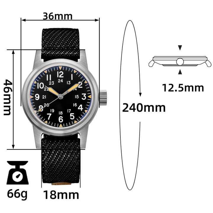 ADDIESDIVE AD2088 – Reloj Automático para Hombre con Correa de Nailon y Movimiento NH35-Negro-