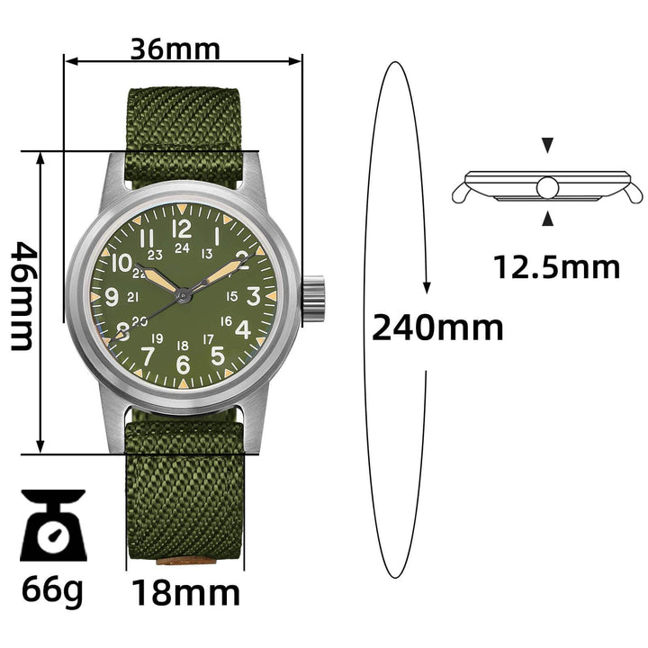 ADDIESDIVE AD2088 – Reloj Automático para Hombre con Correa de Nailon y Movimiento NH35-Negro-