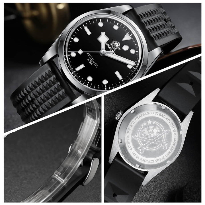 ADDIESDIVE Correa Silicona Waffle Negro 20mm-watch strap-20MM-