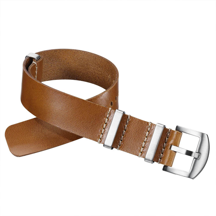 ADDIESDIVE Correa de piel para reloj de hombre, 20mm-Marrón claro-