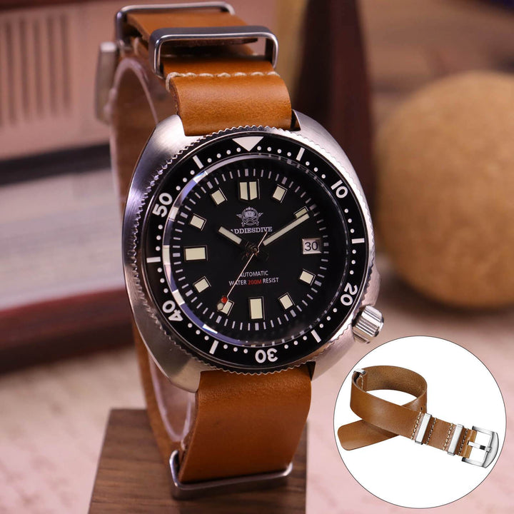 ADDIESDIVE Correa de piel para reloj de hombre, 20mm-Marrón claro-