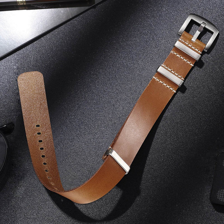 ADDIESDIVE Correa de piel para reloj de hombre, 20mm-Marrón claro-