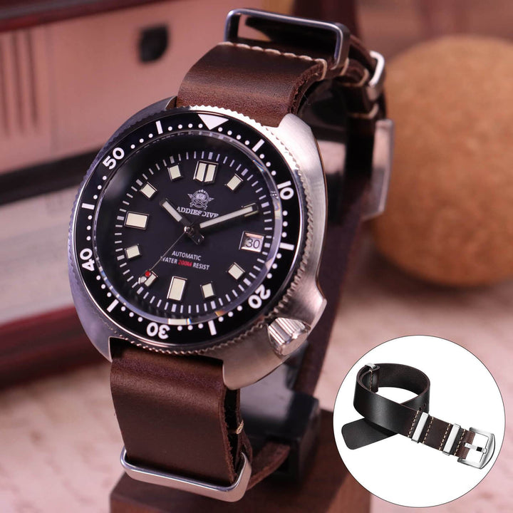 ADDIESDIVE Correa de piel para reloj de hombre, 20mm-Marrón claro-