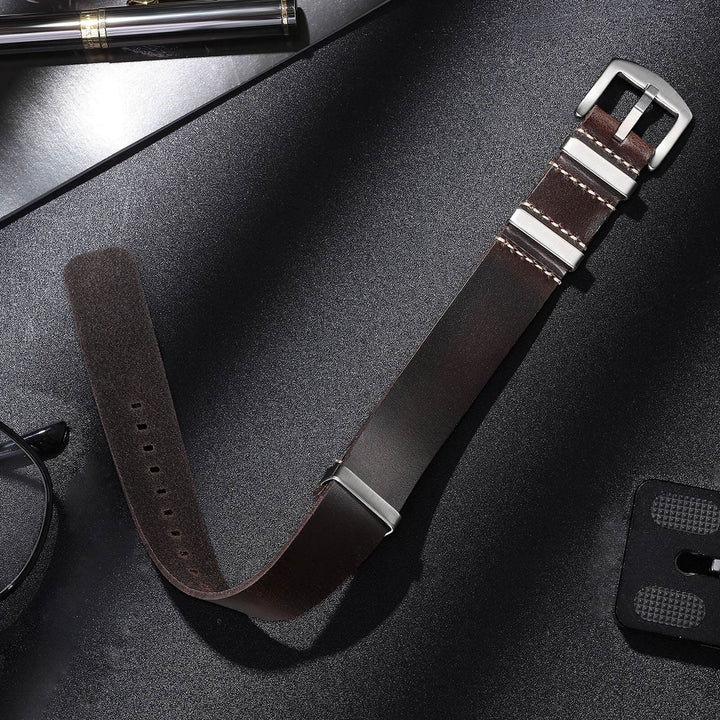 ADDIESDIVE Correa de piel para reloj de hombre, 20mm-Marrón claro-