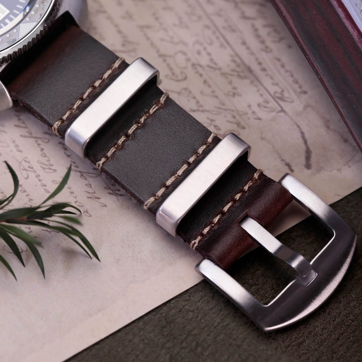 ADDIESDIVE Correa de piel para reloj de hombre, 20mm-Marrón claro-