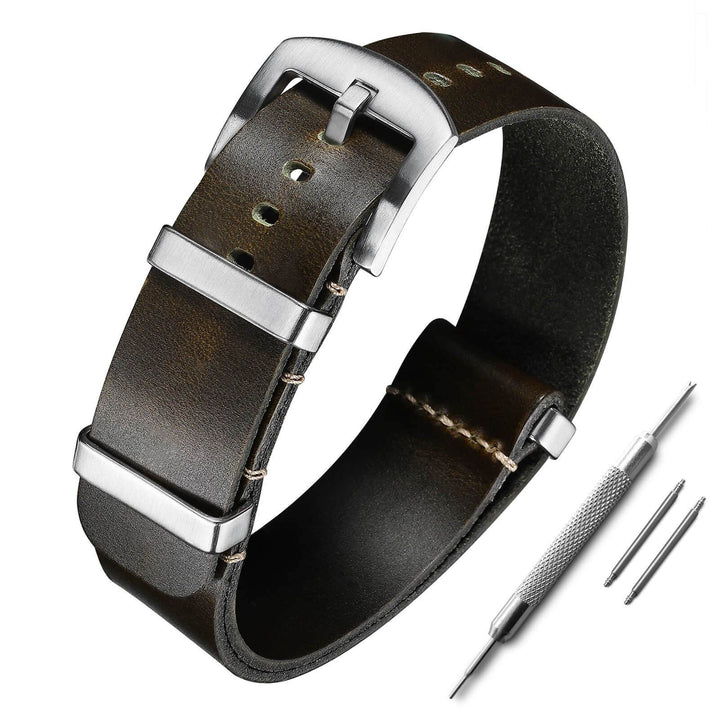 ADDIESDIVE Correa de piel para reloj de hombre, 20mm-Verde-