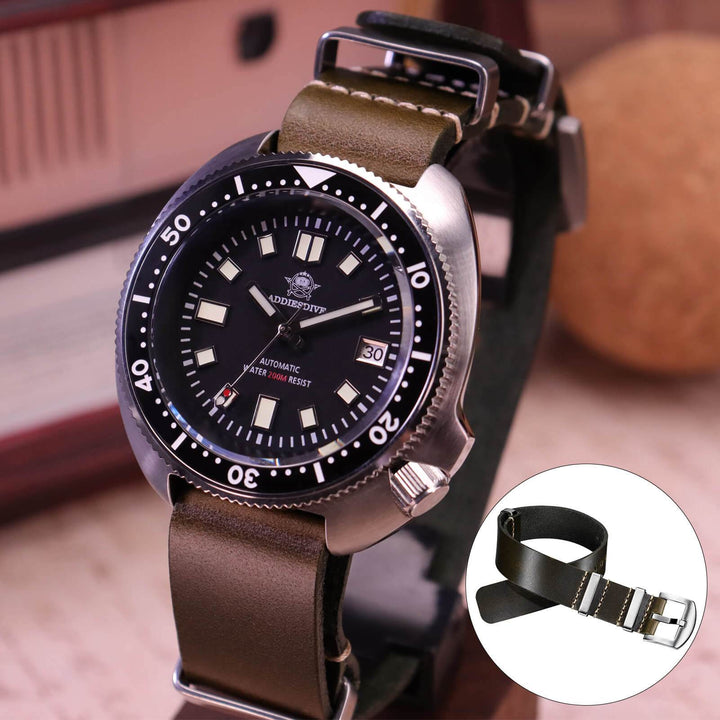 ADDIESDIVE Correa de piel para reloj de hombre, 20mm-Marrón claro-