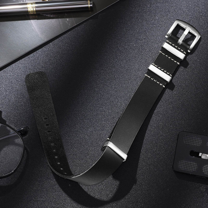 ADDIESDIVE Correa de piel para reloj de hombre, 20mm-Marrón claro-