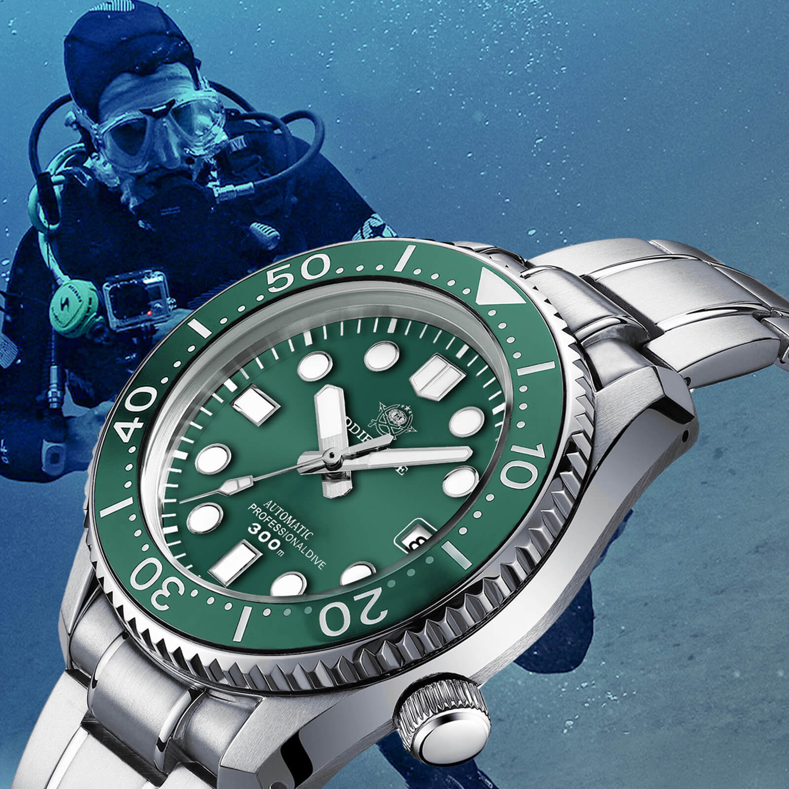 ADDIESDIVE® Marinemaster 300 Automático de Lujo para Hombre (MY-H7)-Azul-