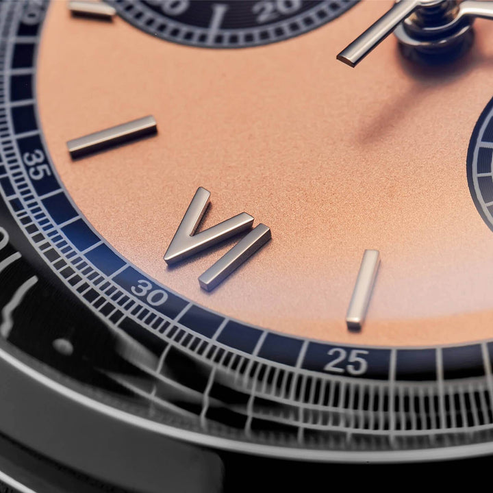 ADDIESDIVE Panda BB Cronógrafo Reloj Retro Hombre 38mm Reloj Cuarzo, AD2037-Esfera negra con correa marrón oscuro-