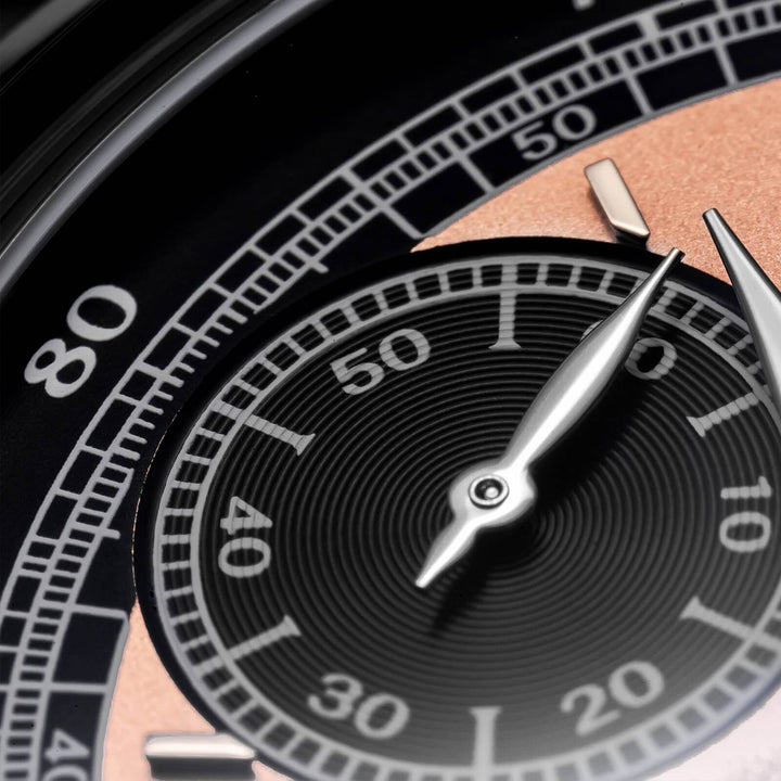 ADDIESDIVE Panda BB Cronógrafo Reloj Retro Hombre 38mm Reloj Cuarzo, AD2037-Esfera negra con correa marrón oscuro-