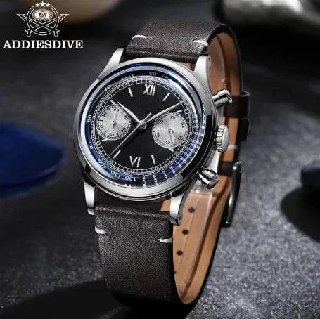 AD2037 - ADDIESDIVE Panda BB Cronógrafo Reloj Retro Hombre 38mm Reloj Cuarzo - Addiesdiverelojes