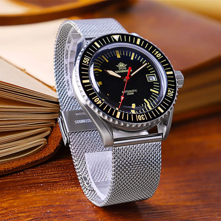 ADDIESDIVE Reloj Automático de Buceo para Hombre Moda Malla Acero Inoxidable 200M AD2105 - Addiesdiverelojes
