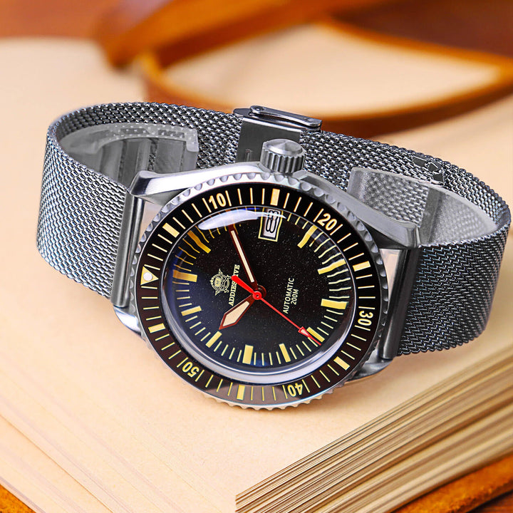 ADDIESDIVE Reloj Automático de Buceo para Hombre Moda Malla Acero Inoxidable 200M AD2105-divers watch-