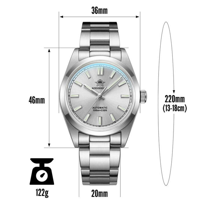 ADDIESDIVE Reloj Automático de Lujo para Hombre de 36mm Movimiento PT5000 AD2028-pilot watch-