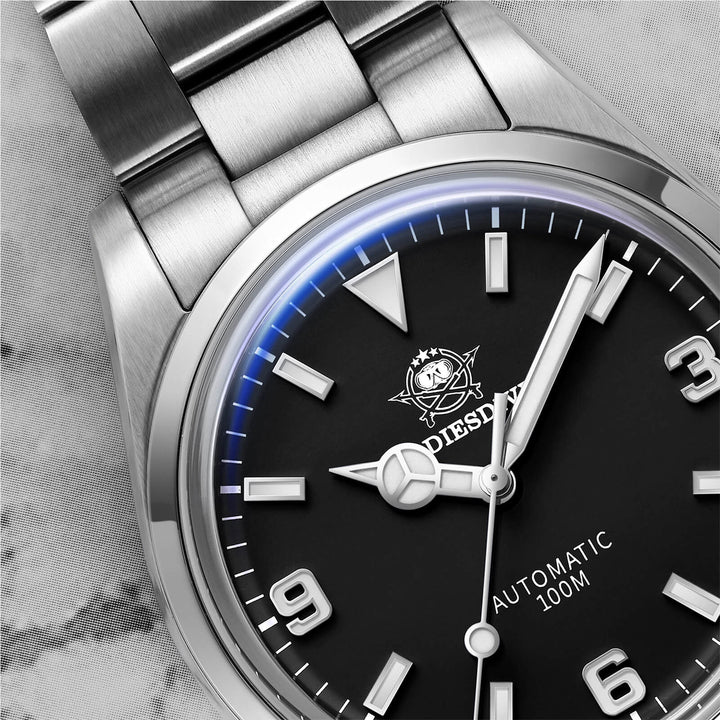 ADDIESDIVE Reloj Explorar Cúpula Cristal 38mm 100M (AD2112)-pilot watch-Negro-