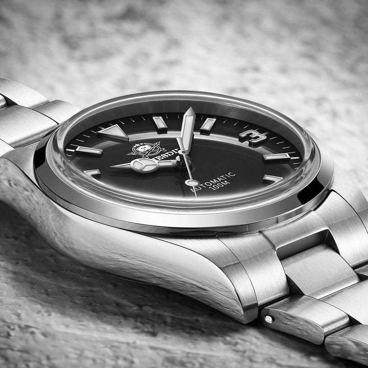 ADDIESDIVE Reloj Explorar Cúpula Cristal 38mm 100M (AD2112)-pilot watch-Negro-