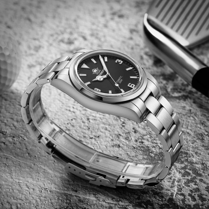 ADDIESDIVE Reloj Explorar Cúpula Cristal 38mm 100M (AD2112)-pilot watch-Negro-