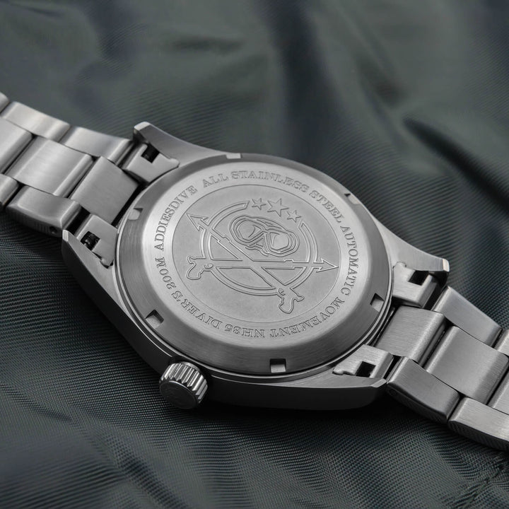 ADDIESDIVE Reloj automático Explore NH35 de 39 mm AD2070-Correa de acero-Negro-