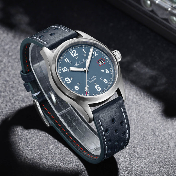 ADDIESDIVE Reloj automático Explore NH35 de 39 mm AD2070-Correa de acero-Negro-