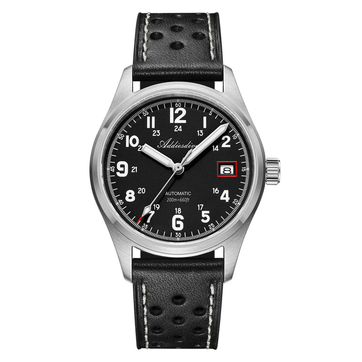 ADDIESDIVE Reloj automático Explore NH35 de 39 mm AD2070-Correa de cuero-Negro-