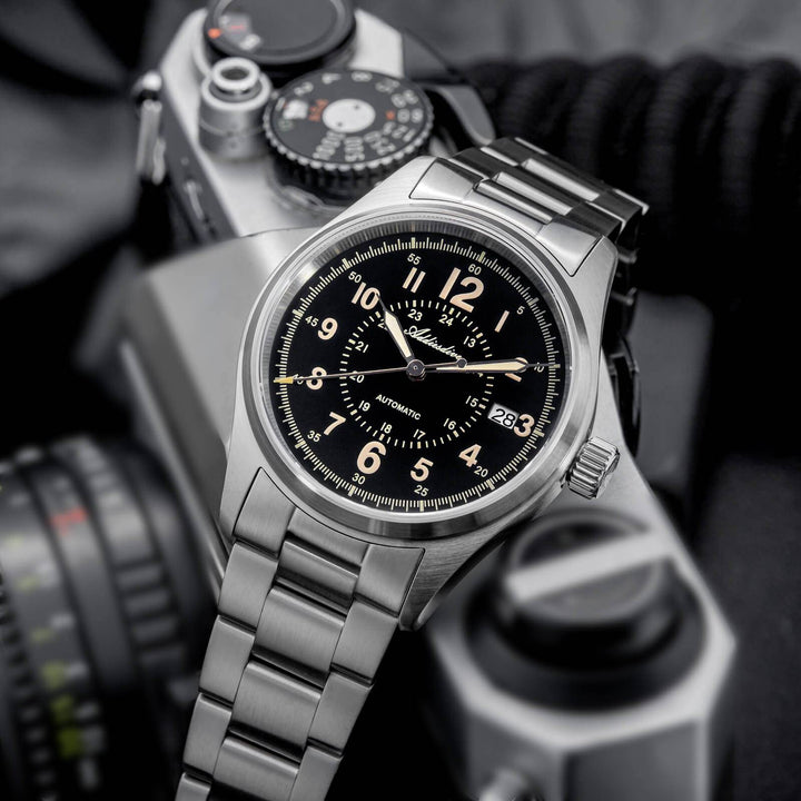 ADDIESDIVE Reloj automático con cristal de zafiro de 39 mm Reloj de campo AD2074-Negro-