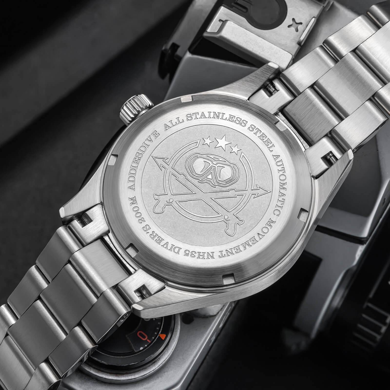 ADDIESDIVE Reloj automático con cristal de zafiro de 39 mm Reloj de campo AD2074-Negro-