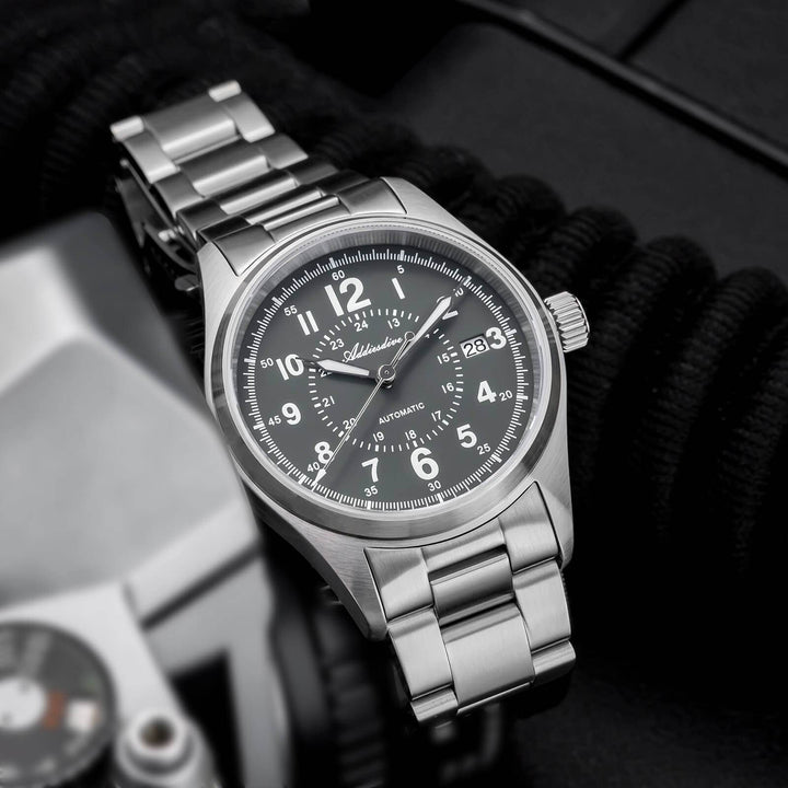 ADDIESDIVE Reloj automático con cristal de zafiro de 39 mm Reloj de campo AD2074-Negro-