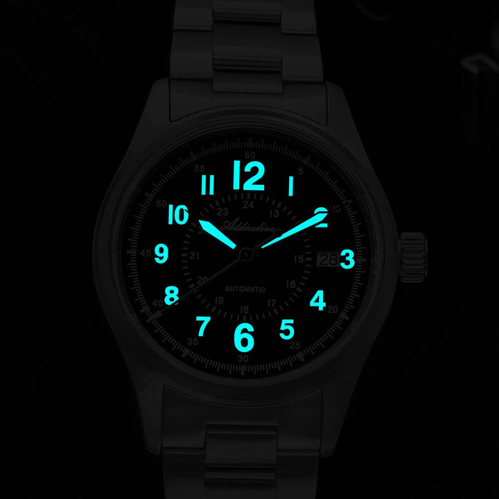 ADDIESDIVE Reloj automático con cristal de zafiro de 39 mm Reloj de campo AD2074-Negro-