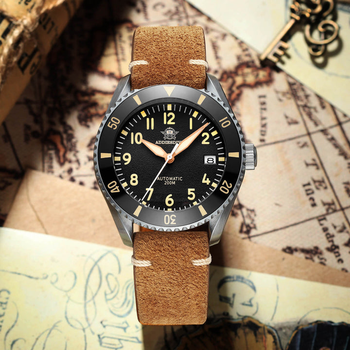 ADDIESDIVE Reloj automático para hombre Diver 200M （MY-H9）-watch-Correa de cuero-