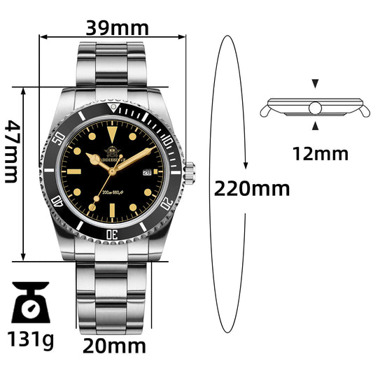 ADDIESDIVE Reloj de 39mm con bisel giratorio bidireccional AD2072-