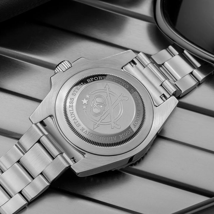 ADDIESDIVE Reloj de Buceo de Cuarzo de 41 mm AD2089-Naranja-Correa de acero-