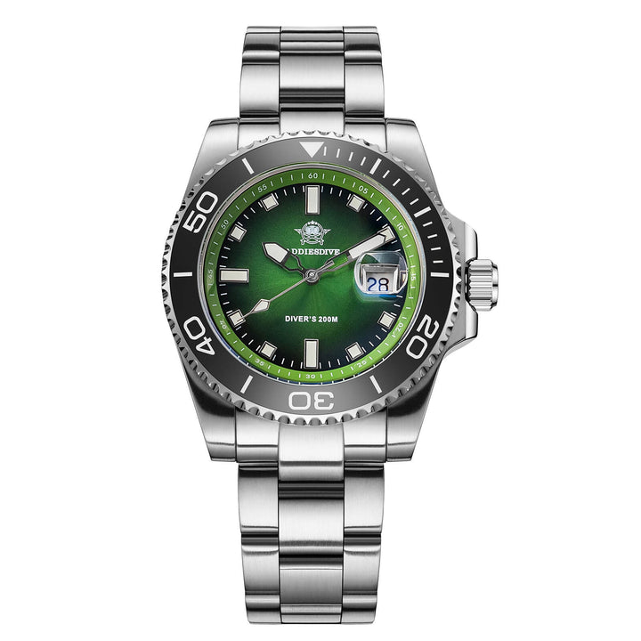 ADDIESDIVE Reloj de Buceo de Cuarzo de 41 mm AD2089-Verde-Correa de acero-