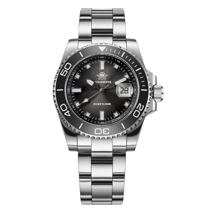 ADDIESDIVE Reloj de Buceo de Cuarzo de 41 mm AD2089-Negro-Correa de acero-