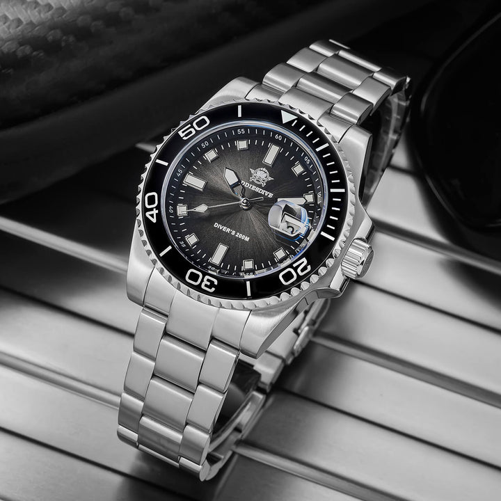 ADDIESDIVE Reloj de Buceo de Cuarzo de 41 mm AD2089-Naranja-Correa de acero-