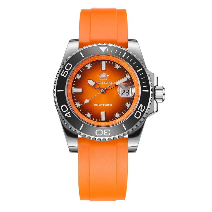 ADDIESDIVE Reloj de Buceo de Cuarzo de 41 mm AD2089-Naranja-Correa de silicona-