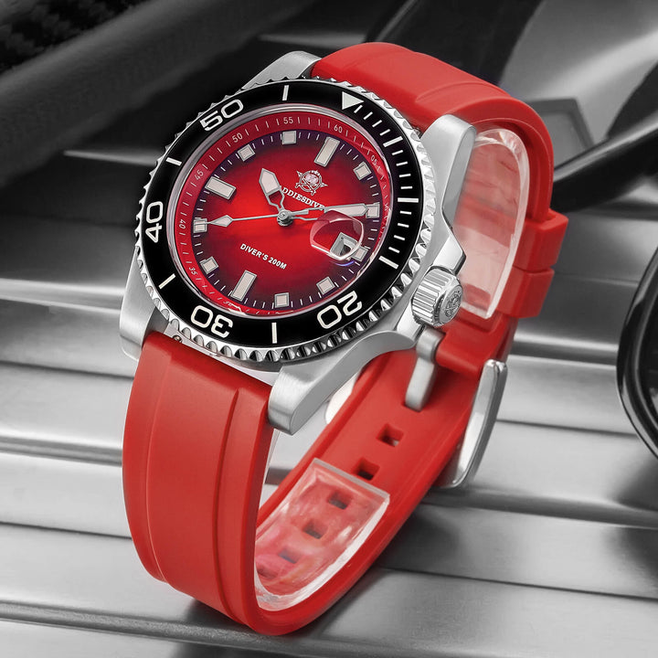 ADDIESDIVE Reloj de Buceo de Cuarzo de 41 mm AD2089-Naranja-Correa de acero-